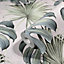 Galerie Industrial Effects Green/White Tropical Leaf Wallpaper Roll