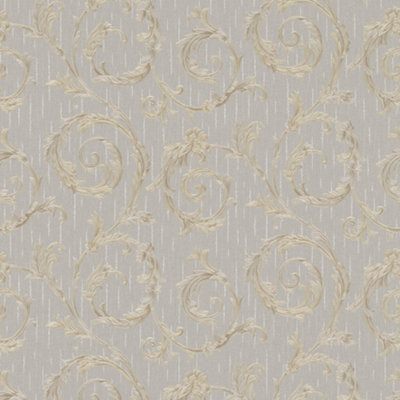 Galerie Industrial Effects Greige Floral Swirl Pearlescent Wallpaper Roll