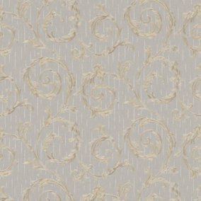 Galerie Industrial Effects Greige Floral Swirl Pearlescent Wallpaper Roll