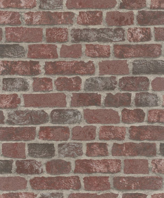 Galerie Industrial Effects Red Glass Stone Brick Effect A4 Wallpaper Sample