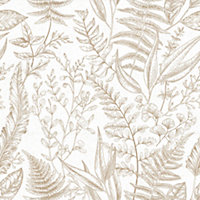 Galerie Into The Wild Beige Botanical Leaf Wallpaper Roll