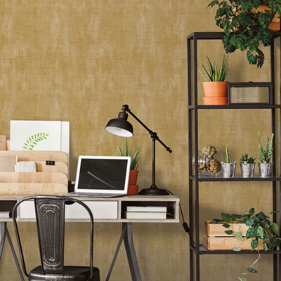 Galerie Into The Wild Gold Textured Plain Wallpaper Roll