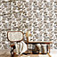 Galerie Into The Wild Metallic Beige Floral Leopard and Zebras Wallpaper Roll