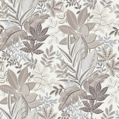 Galerie Into The Wild Metallic Beige Foliage Leaf Wallpaper Roll