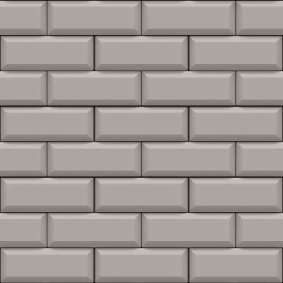 Galerie Into The Wild Metallic Beige Metro Tile Wallpaper Roll