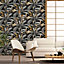 Galerie Into The Wild Metallic Black Banana Tree Leaf Wallpaper Roll