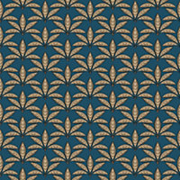 Galerie Into The Wild Metallic Blue Leaf Motif Wallpaper Roll