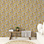 Galerie Into The Wild Metallic Gold Abstract Floral Wallpaper Roll