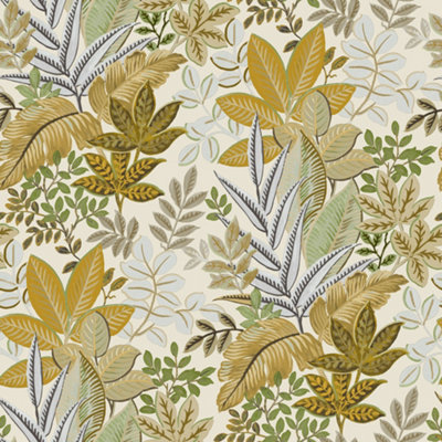 Galerie Into The Wild Metallic Gold Foliage Leaf Wallpaper Roll