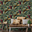 Galerie Into The Wild Metallic Green Banana Tree Leaf Wallpaper Roll