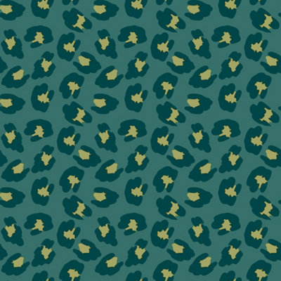 Galerie Into The Wild Metallic Green Leopard Print Wallpaper Roll