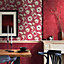 Galerie Into The Wild Metallic Red Abstract Floral Wallpaper Roll
