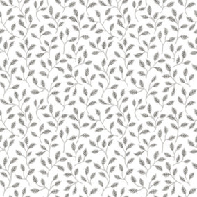 Galerie Into The Wild Metallic Silver Trailing Leaf Wallpaper Roll