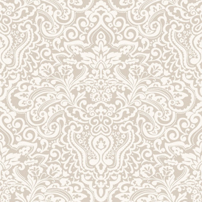 Galerie Italian Classics 4 Beige Cream Paisley Damask Embossed Wallpaper