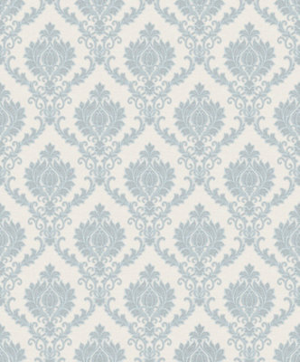 Galerie Italian Classics 4 Blue Cream Italian Damask Embossed Wallpaper