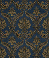 Galerie Italian Classics 4 Blue Gold Traditional Damask Embossed Wallpaper