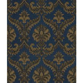Galerie Italian Classics 4 Blue Gold Traditional Damask Embossed Wallpaper