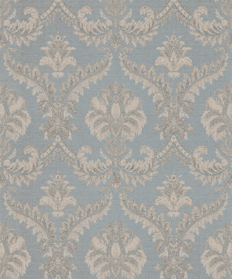 Galerie Italian Classics 4 Blue Traditional Damask Embossed Wallpaper