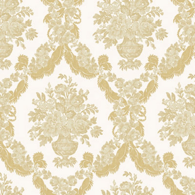 Galerie Italian Classics 4 Gold Floral Damask Embossed Wallpaper