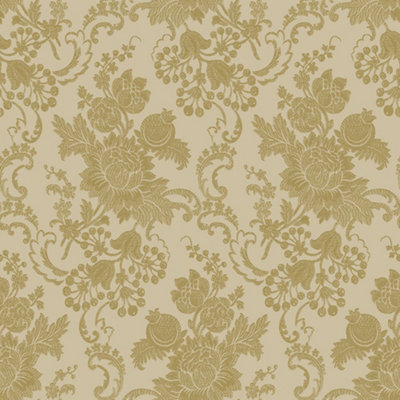 Galerie Italian Classics 4 Gold Floreale Embossed Wallpaper DIY at B&Q