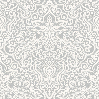 Galerie Italian Classics 4 Grey Paisley Damask Embossed Wallpaper