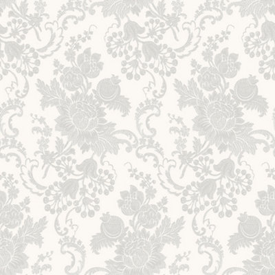 Galerie Italian Classics 4 Light Grey Silver Floreale Embossed Wallpaper