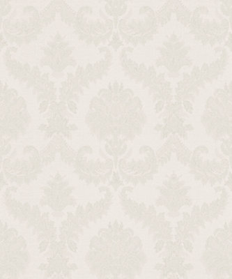 Galerie Italian Classics 4 Pearl White Traditional Damask Embossed Wallpaper