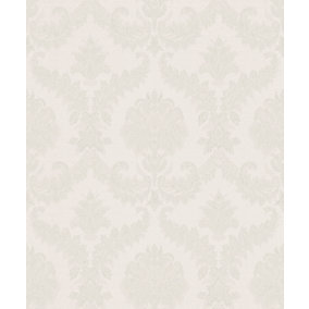 Galerie Italian Classics 4 Pearl White Traditional Damask Embossed Wallpaper