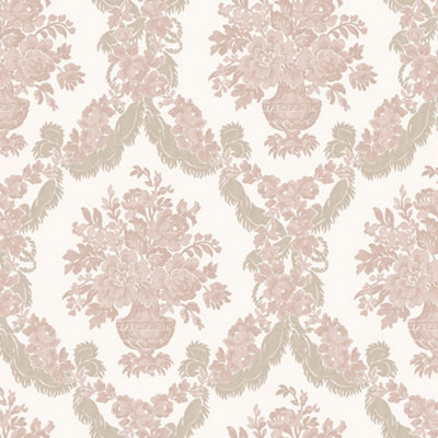 Galerie Italian Classics 4 Pink Floral Damask Embossed Wallpaper