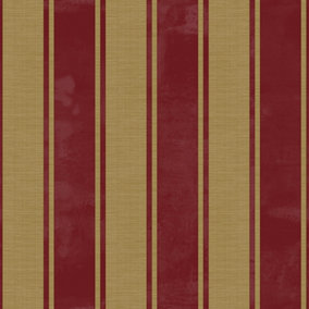 Galerie Italian Classics 4 Red Gold Classic Stripe Embossed Wallpaper
