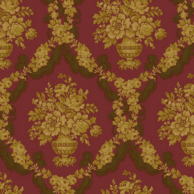 Galerie Italian Classics 4 Red Gold Floral Damask Embossed Wallpaper