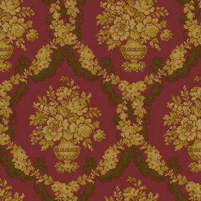Galerie Italian Classics 4 Red Gold Floral Damask Embossed Wallpaper