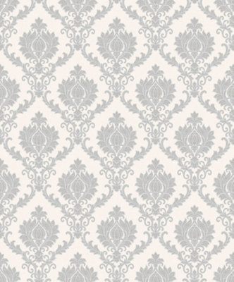 Galerie Italian Classics 4 Silver Grey Italian Damask Embossed ...