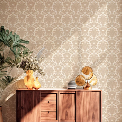 Galerie Italian Silks and Damasks Beige Damask Wallpaper