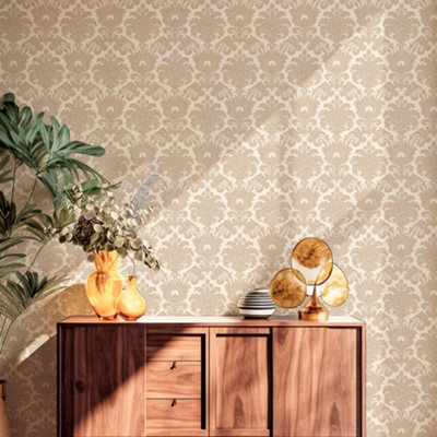 Galerie Italian Silks and Damasks Beige Damask Wallpaper