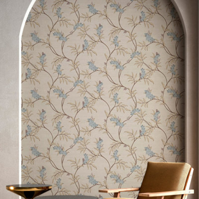 Galerie Italian Silks and Damasks Beige Floral Wallpaper