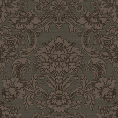 Galerie Italian Silks and Damasks Black Floral Wallpaper