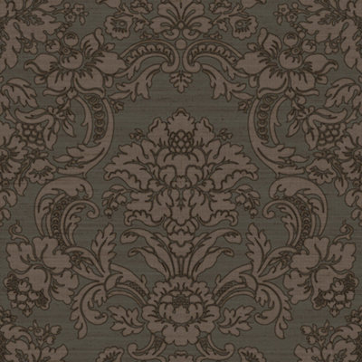 Galerie Italian Silks and Damasks Black Floral Wallpaper