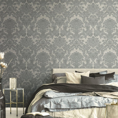 Galerie Italian Silks and Damasks Blue Floral Wallpaper