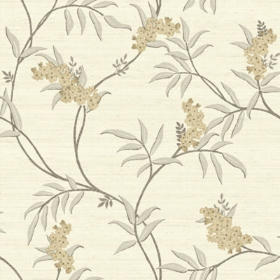 Galerie Italian Silks and Damasks White Floral Wallpaper