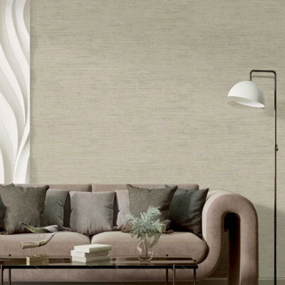 Galerie Italian Style Beige Plain Weave Texture Effect Wallpaper Roll