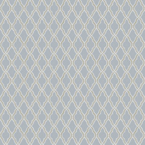 Galerie Italian Style Blue Geometric Trellis Wallpaper Roll