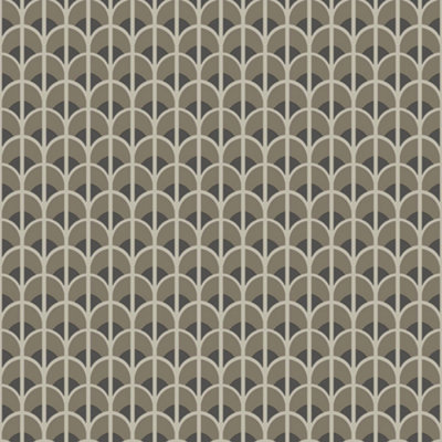 Galerie Italian Style Brown Geometric Arch Design Wallpaper Roll