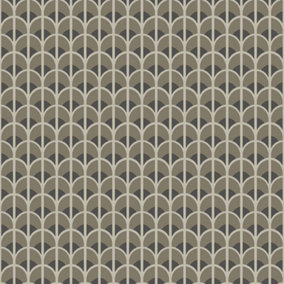 Galerie Italian Style Brown Geometric Arch Design Wallpaper Roll