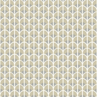 Galerie Italian Style Cream Geometric Arch Design Wallpaper Roll