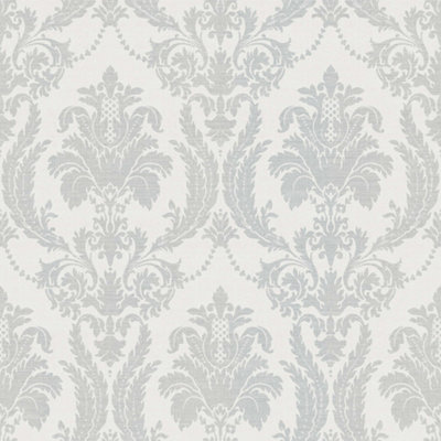 Galerie Italian Style Grey Classic Floral Damask Wallpaper Roll