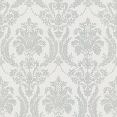 Galerie Italian Style Grey Classic Floral Damask Wallpaper Roll