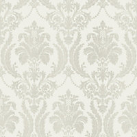 Galerie Italian Style Silver Classic Floral Damask Wallpaper Roll