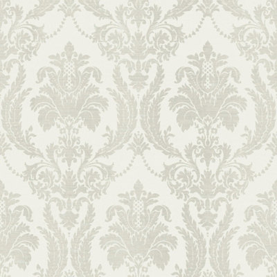 Galerie Italian Style Silver Classic Floral Damask Wallpaper Roll