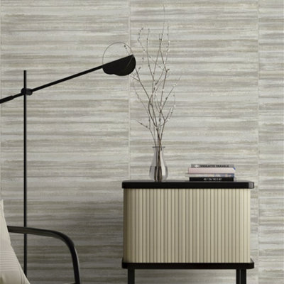 Galerie Italian Style Silver Distressed Horizontal Stripe Wallpaper Roll